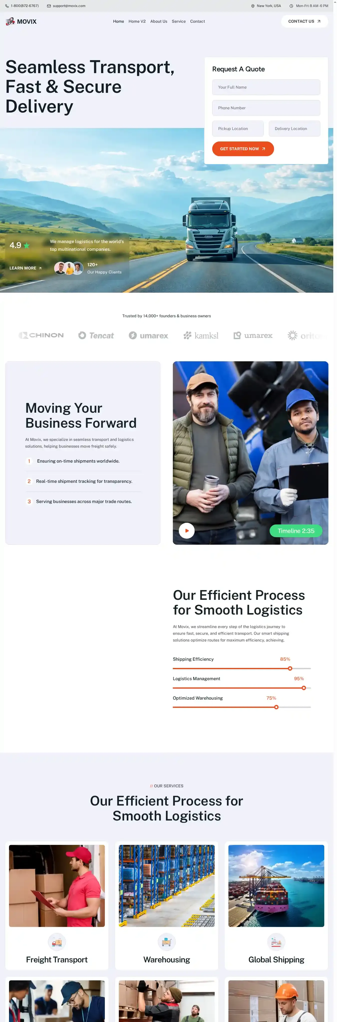 Movix home page on desktop
