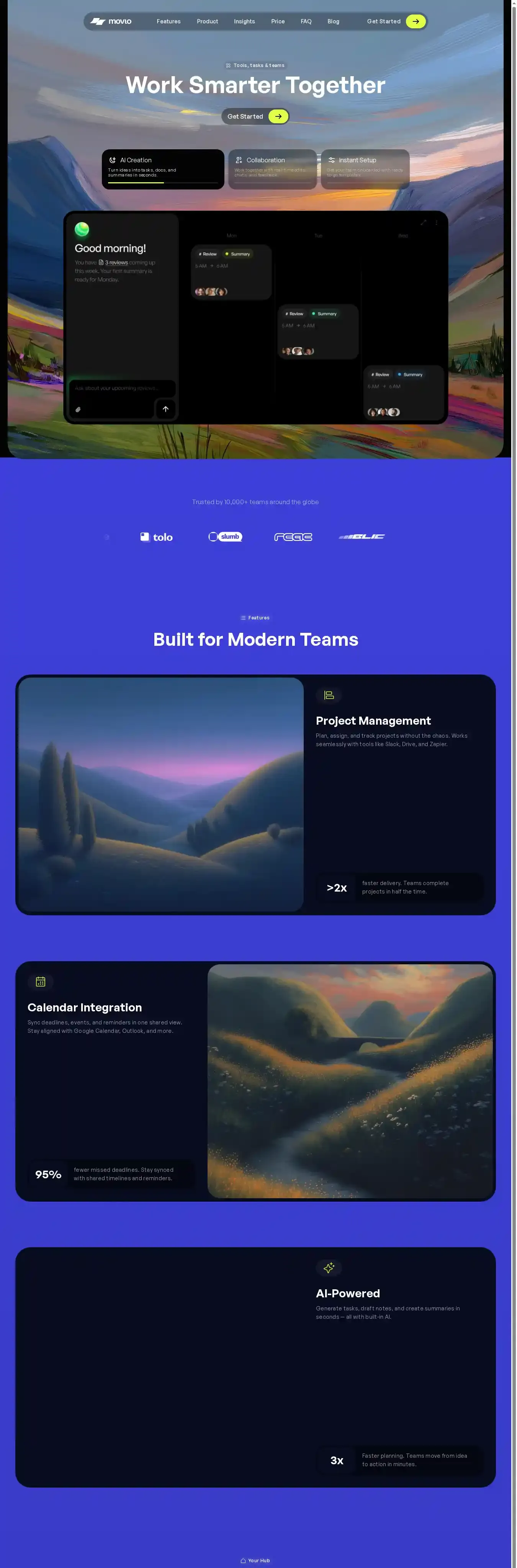 Movlo home page on desktop