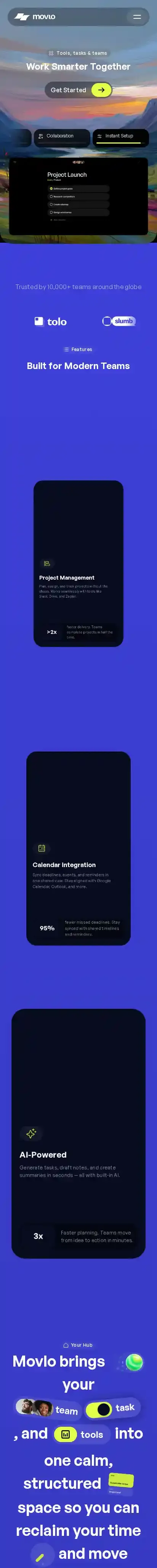 Movlo home page on mobile