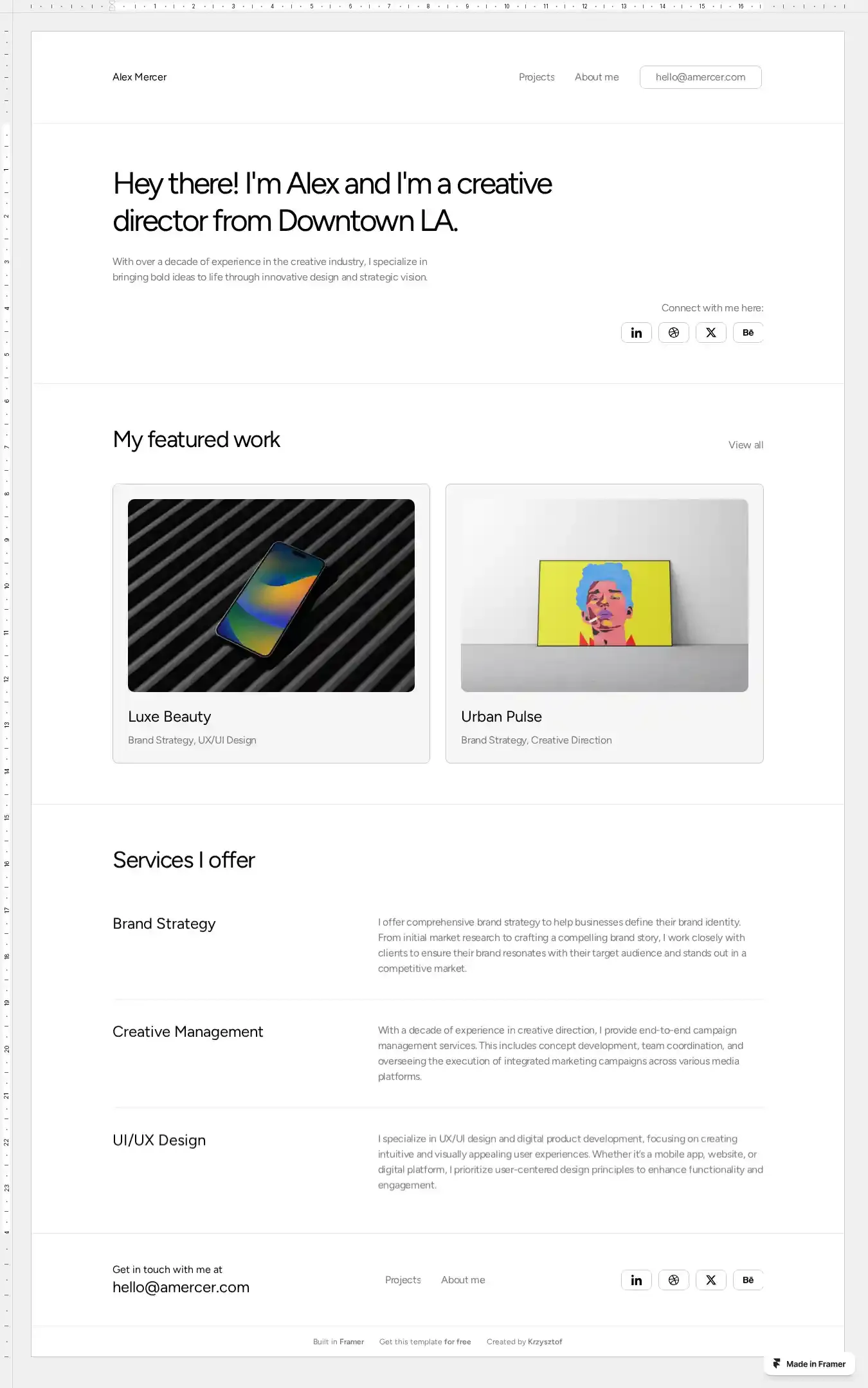 MS WordFolio home page on desktop
