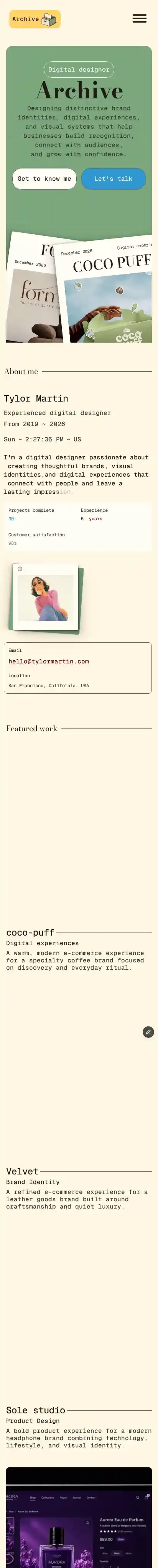 My Archive home page on mobile