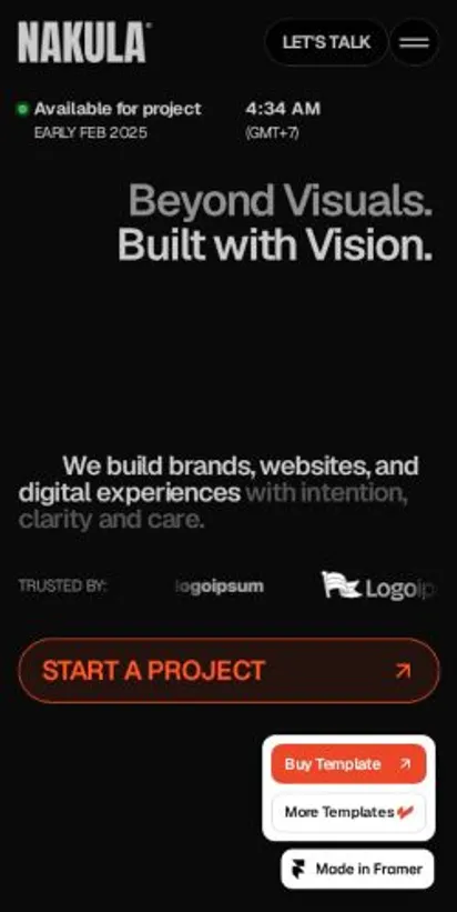 Nakula home page on mobile