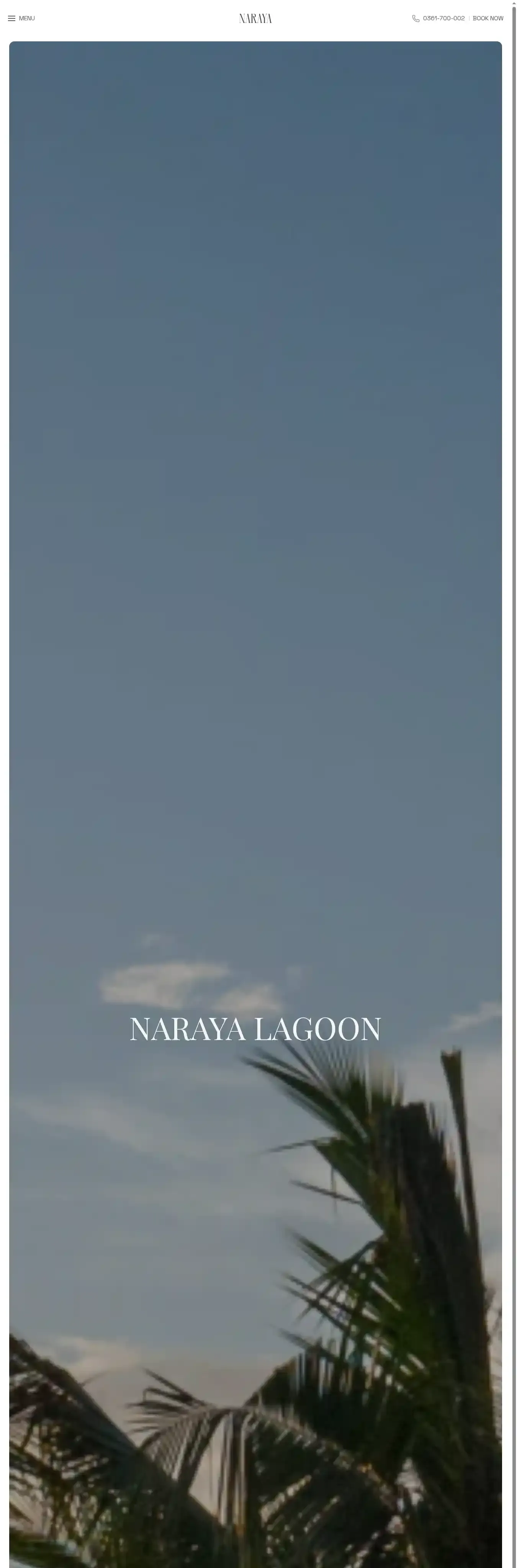 Naraya Lagoon home page on desktop