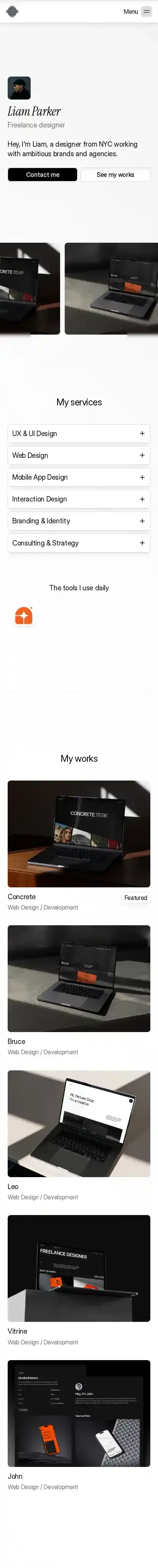 NARROW home page on mobile