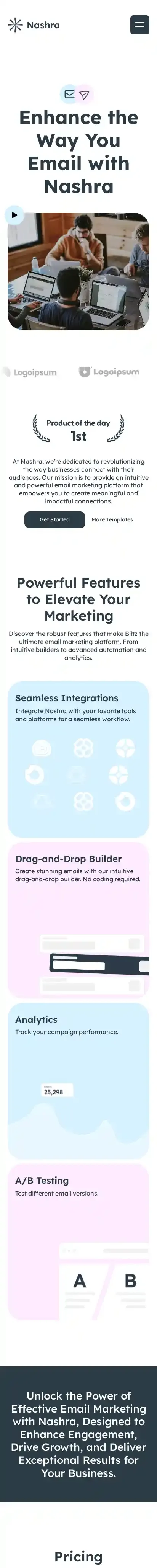 Nashra home page on mobile