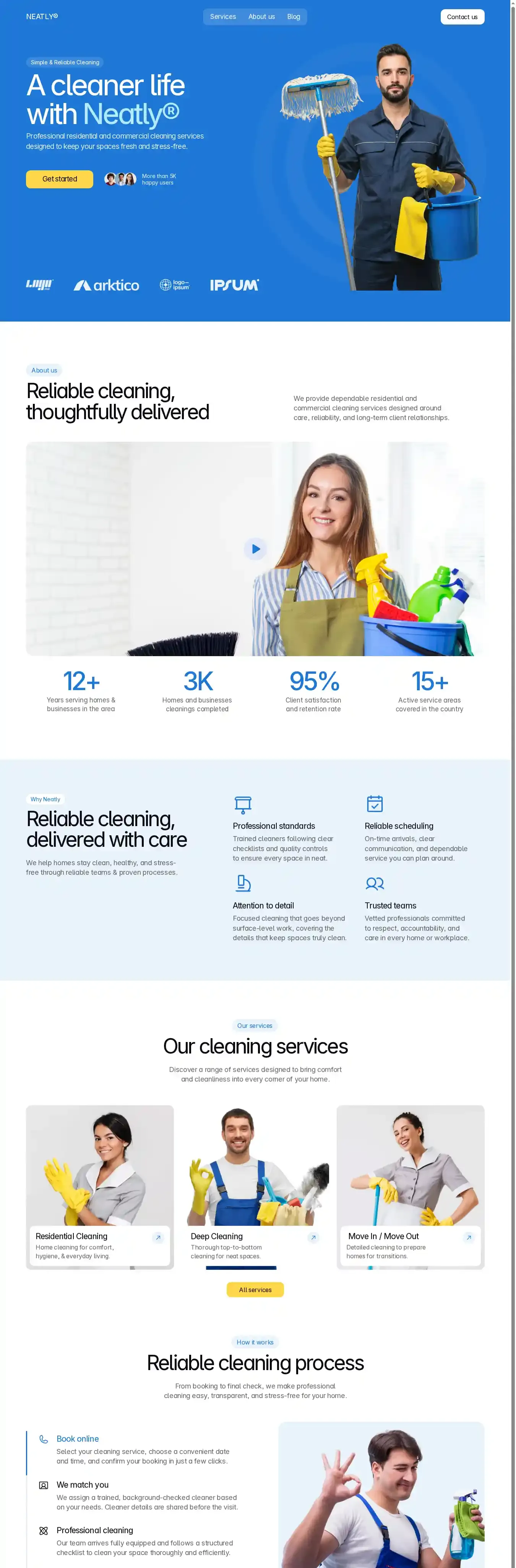 Neatly Pro home page on desktop