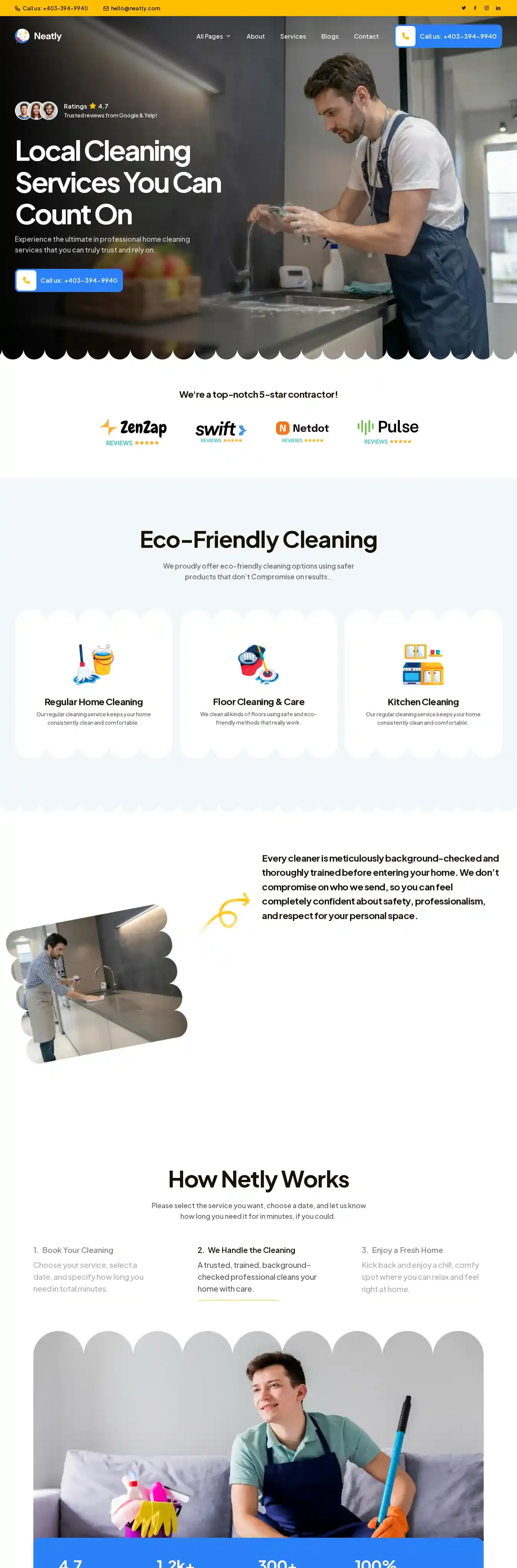 Cleanly home page on desktop