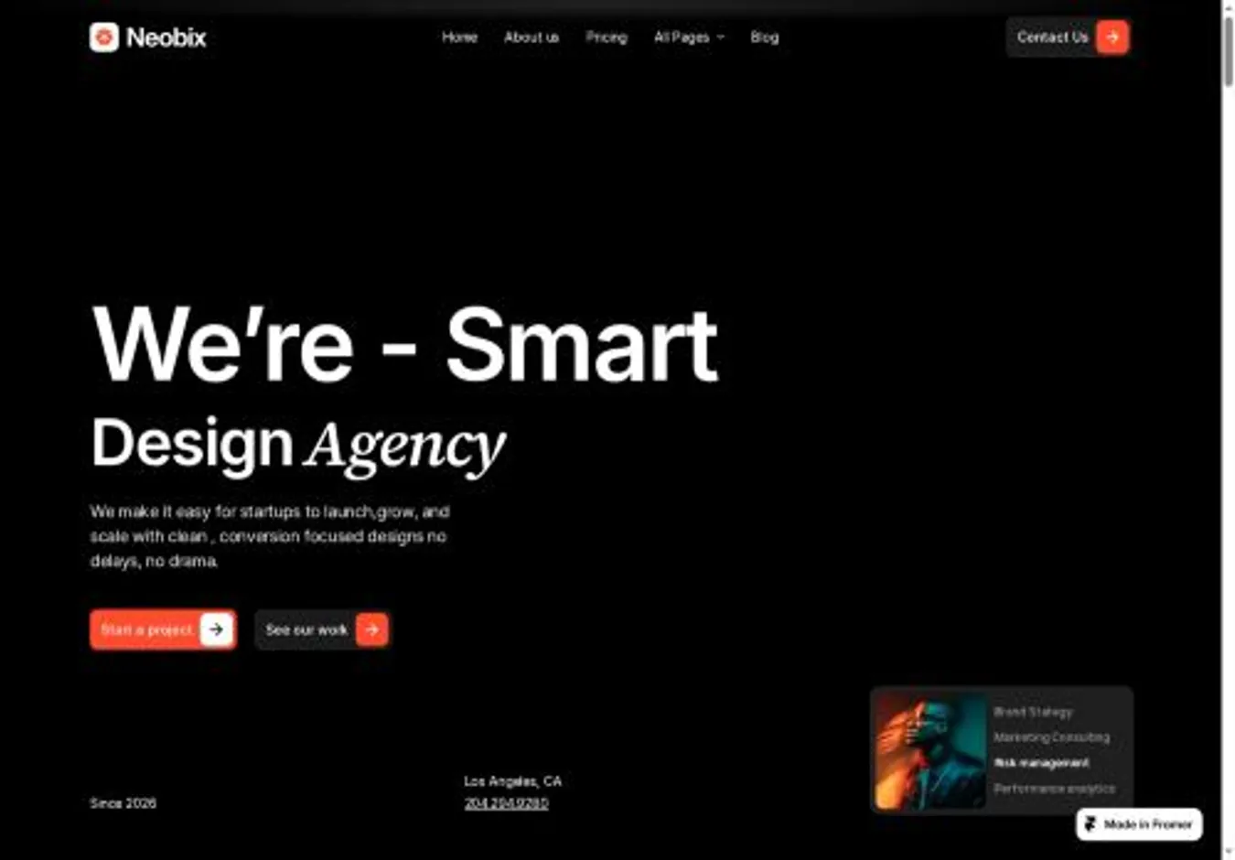 Neobix home page on desktop