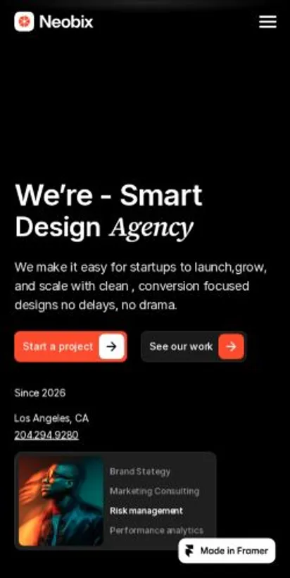 Neobix home page on mobile