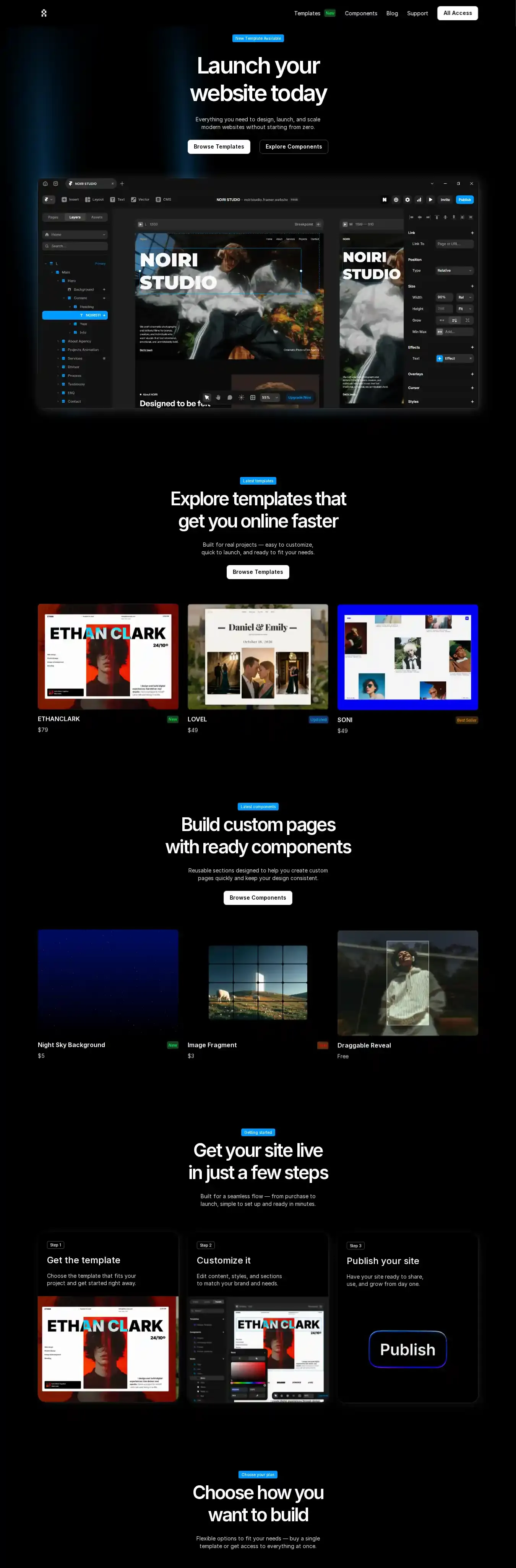 Neoplates home page on desktop