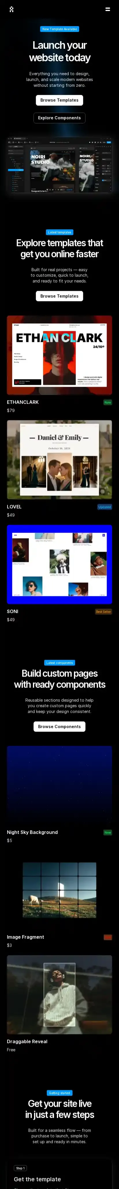 Neoplates home page on mobile