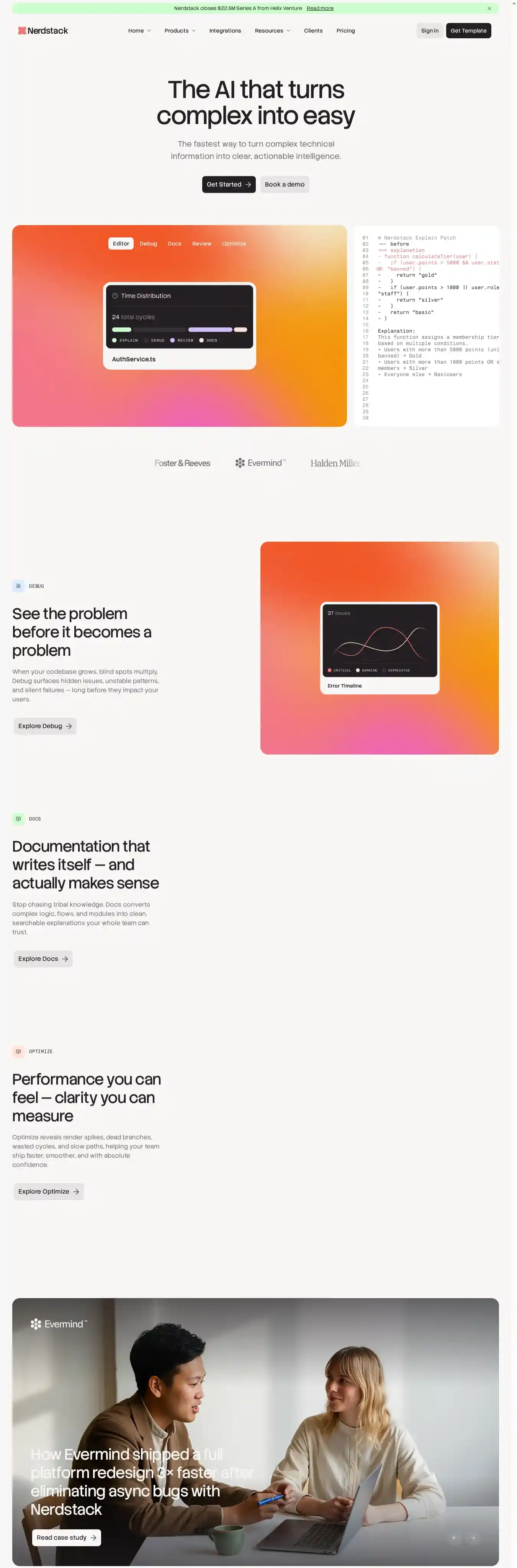 Nerdstack home page on desktop