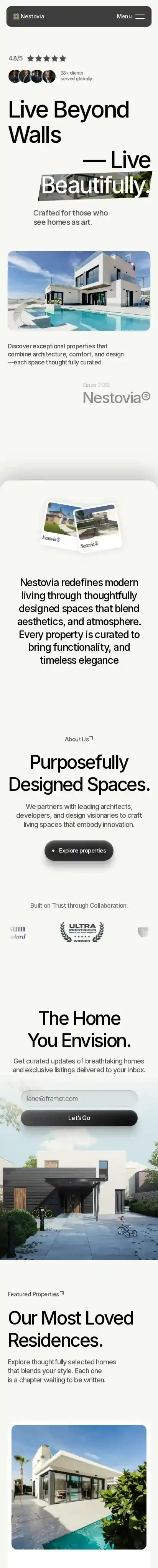 NESTOVIA® home page on mobile