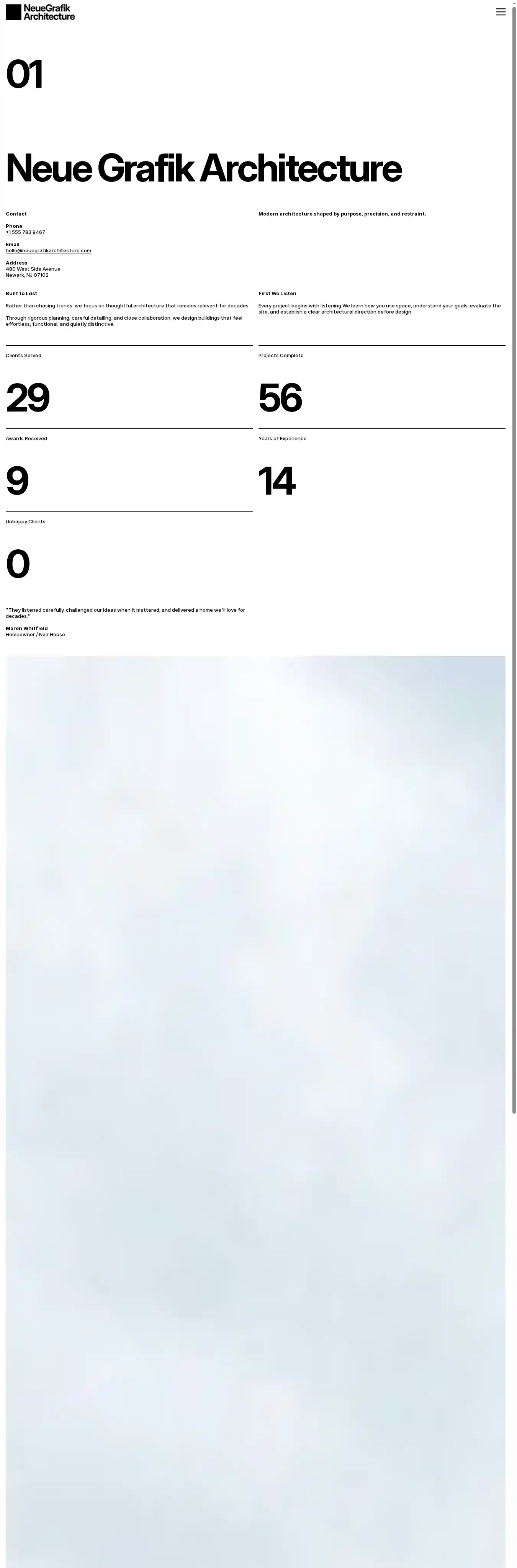 Neue Grafik Arch home page on desktop