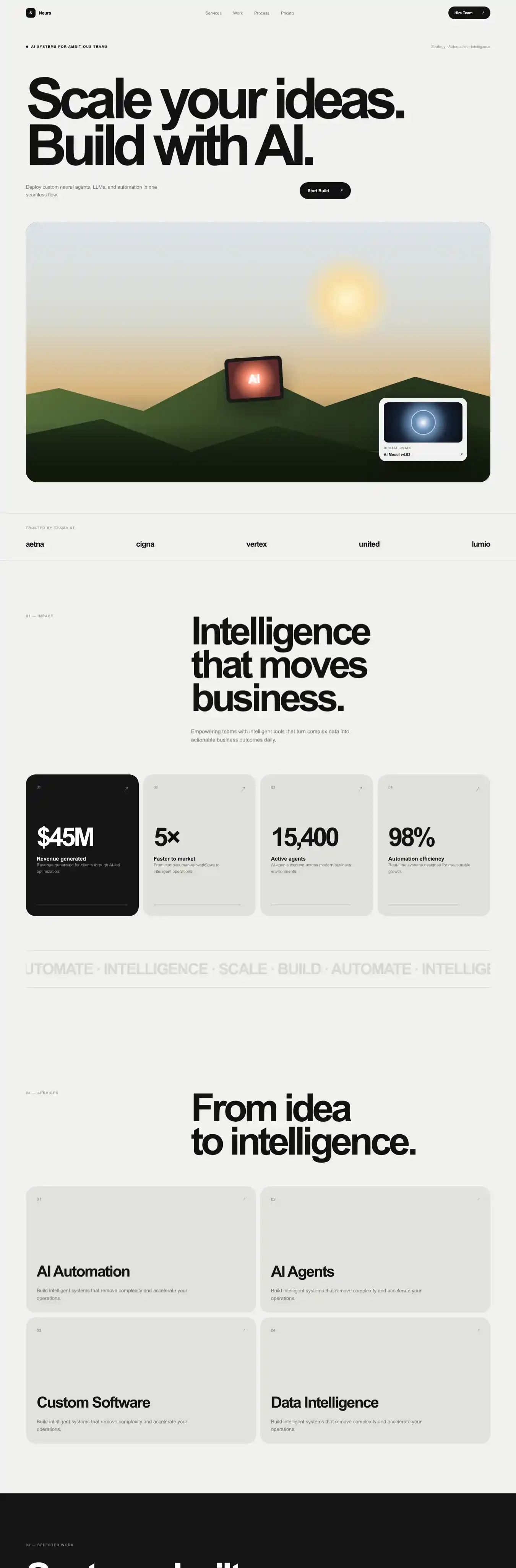 Neura Pro home page on desktop