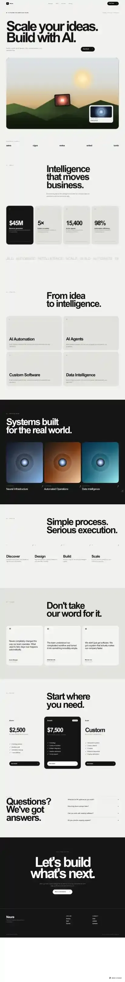 Neura Pro home page on mobile