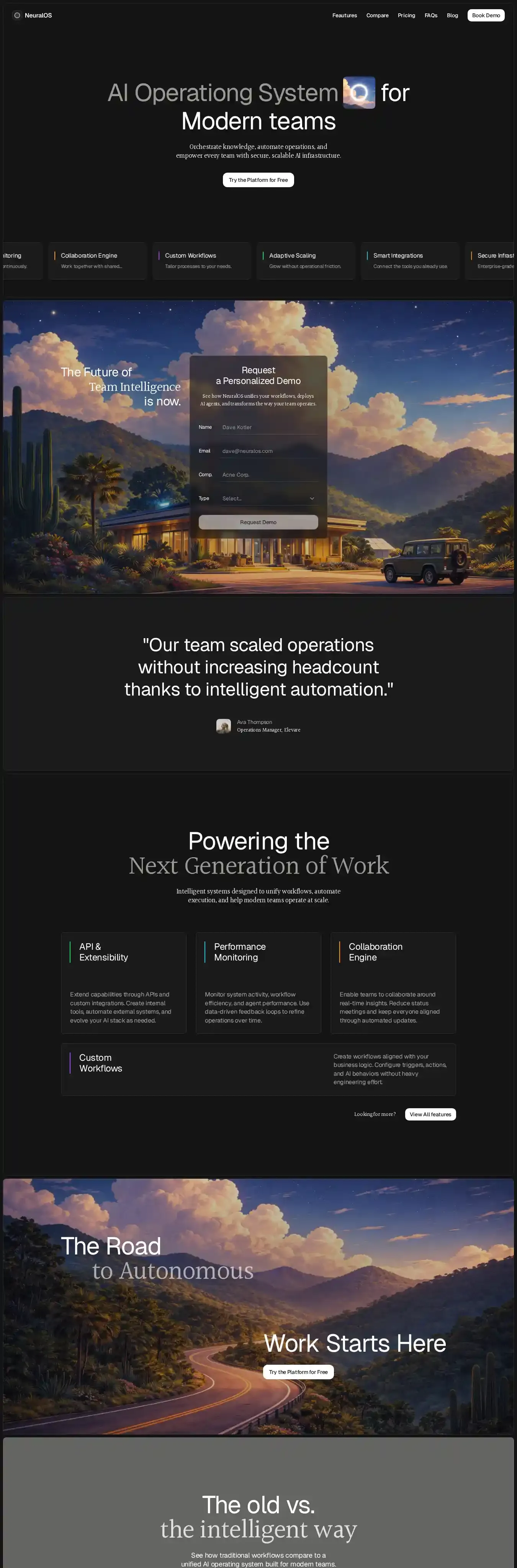 NeuralOS home page on desktop