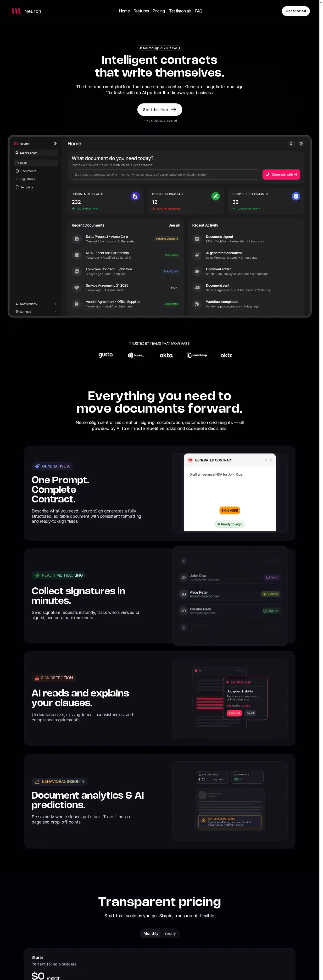 Neuron Pro home page on desktop