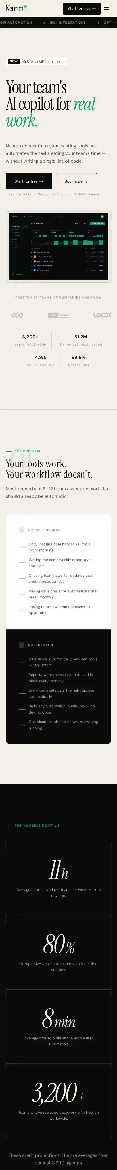 Neuronn home page on mobile