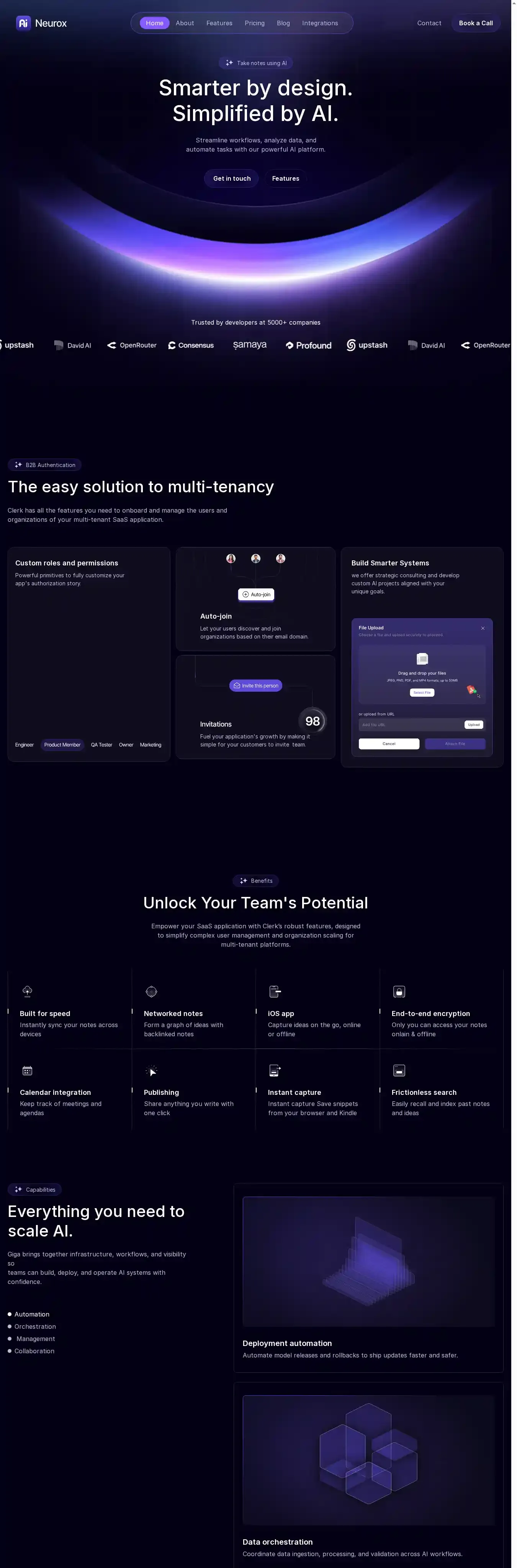 Neurox home page on desktop
