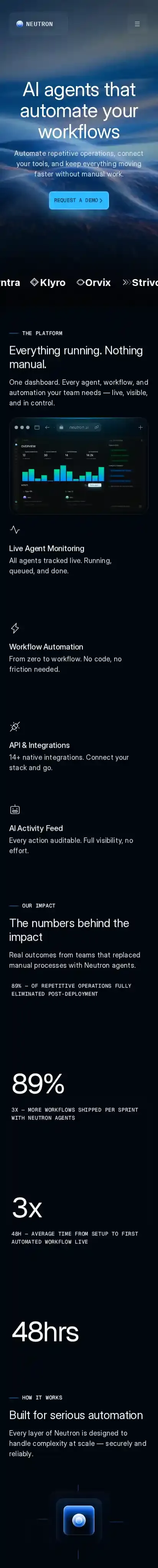 Neutron home page on mobile