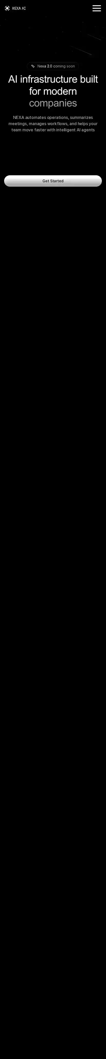 Nexaai home page on mobile
