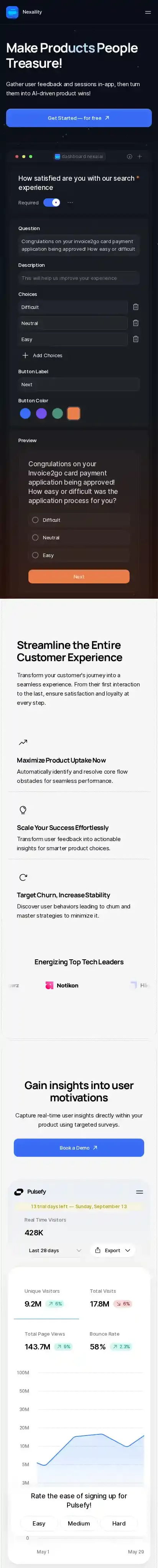 Nexaility home page on mobile