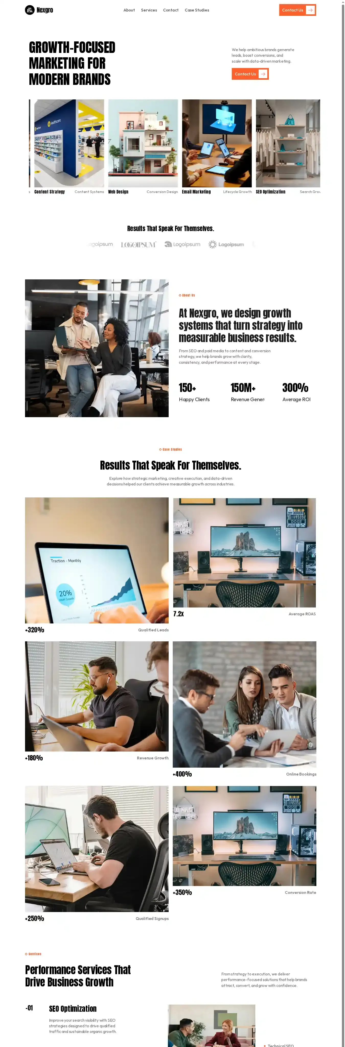 Nexgro home page on desktop