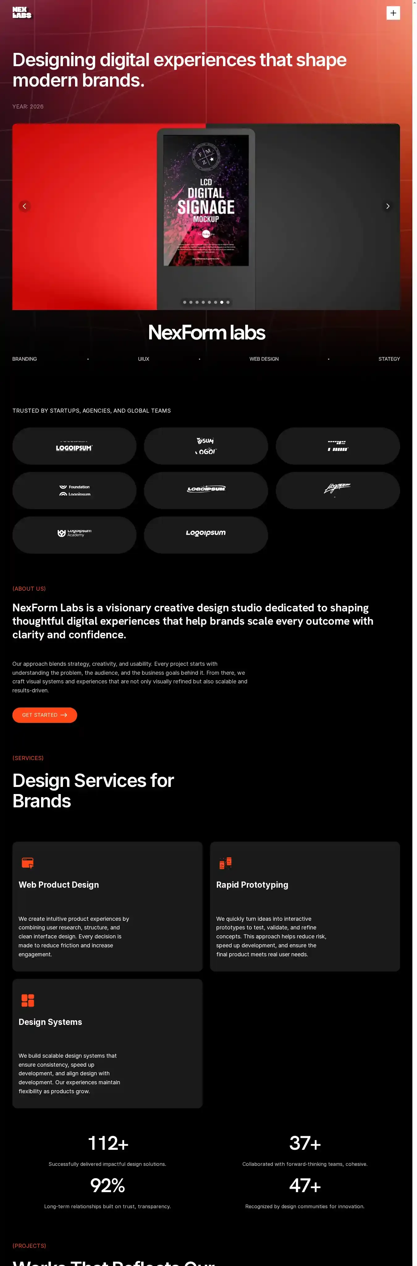 NexLabs home page on desktop