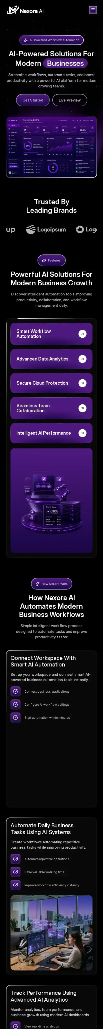 Nexoraa home page on mobile
