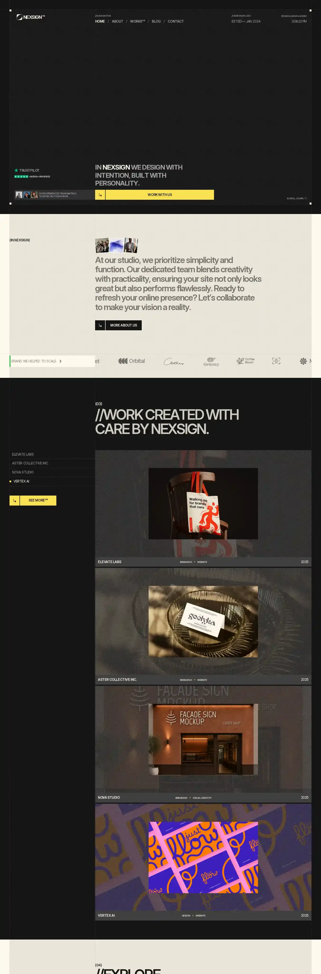 NEXSIGN home page on desktop