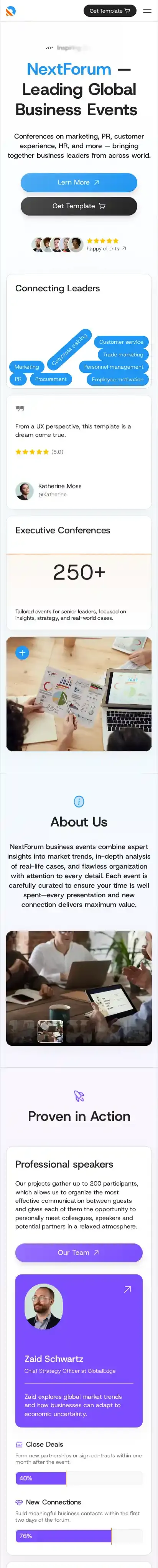 NextForum home page on mobile