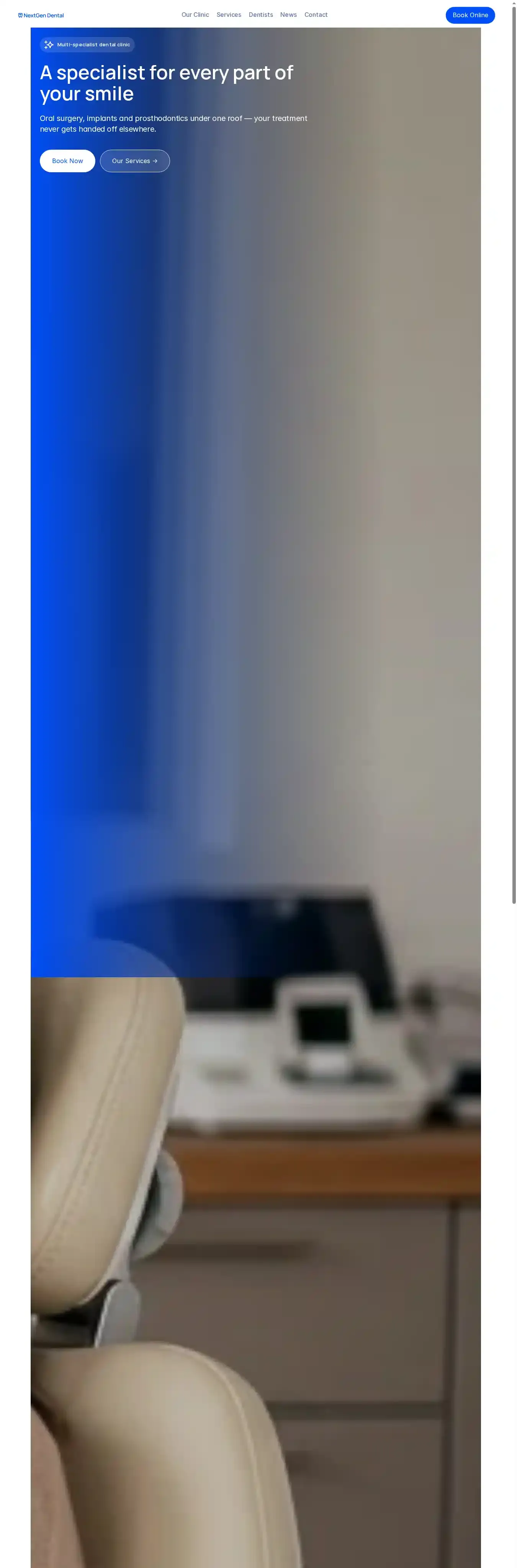 NextGen home page on desktop