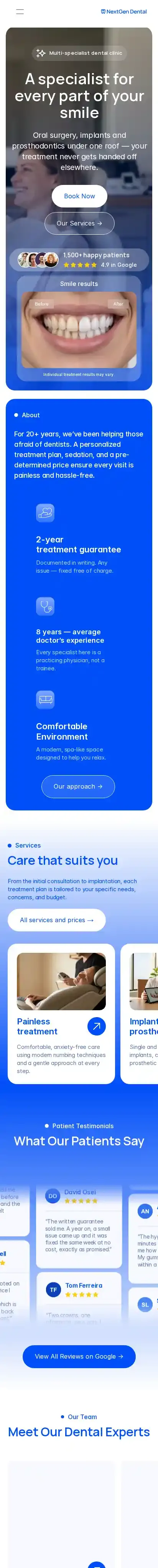 NextGen home page on mobile