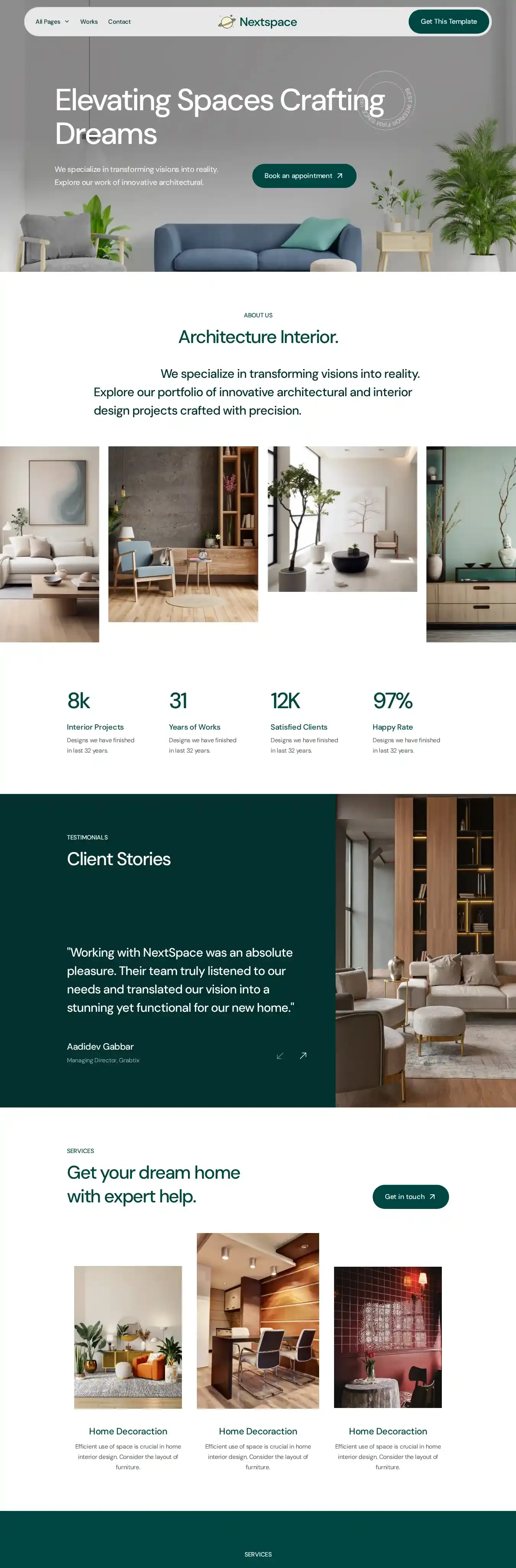 NextSpace home page on desktop