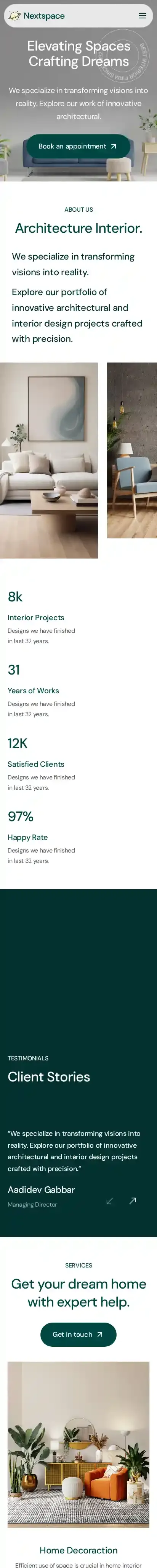 NextSpace home page on mobile