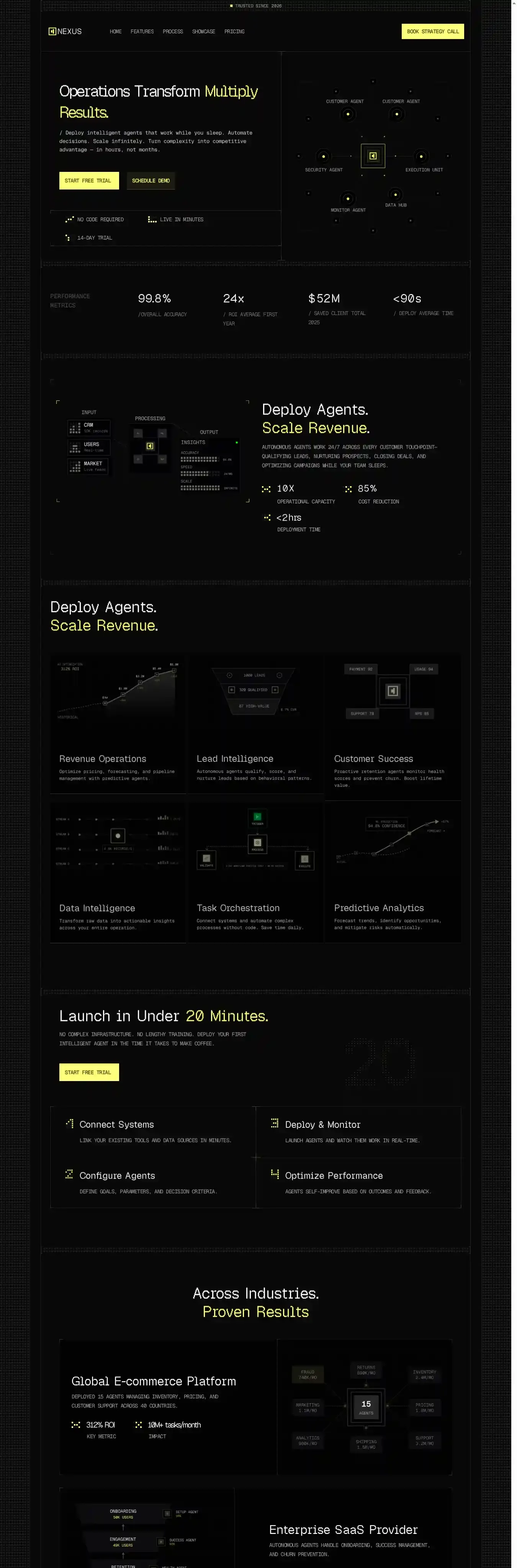 Nexus Website home page on desktop