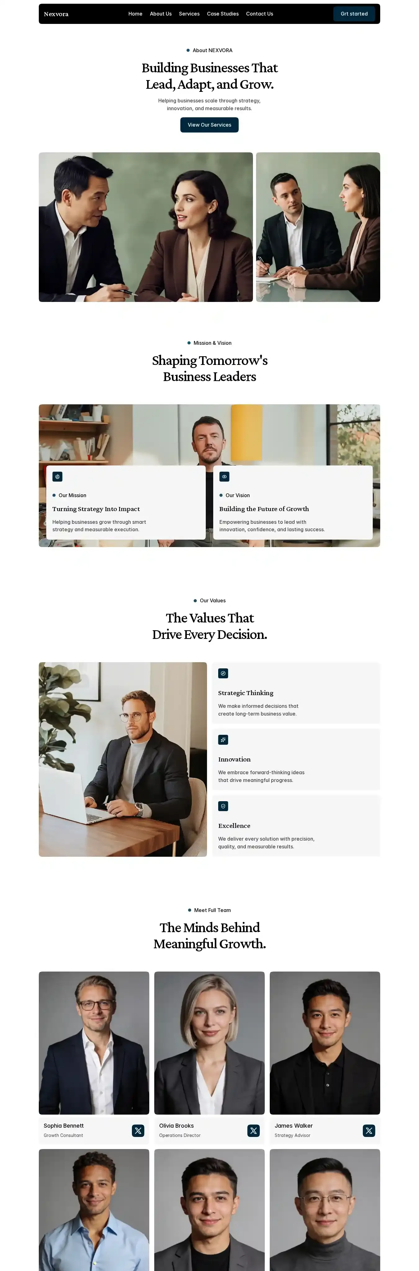 NEXVORA home page on desktop