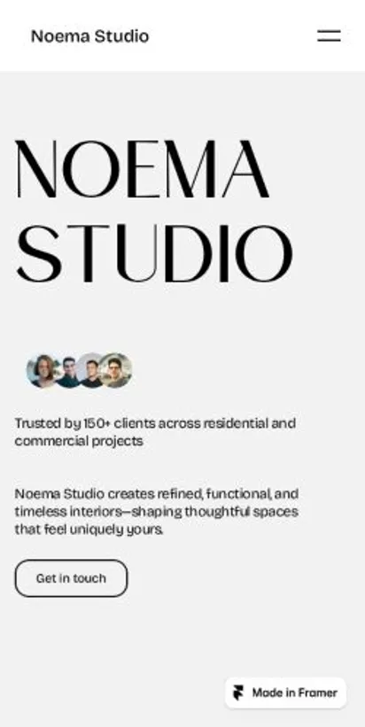 Noema Studio home page on mobile