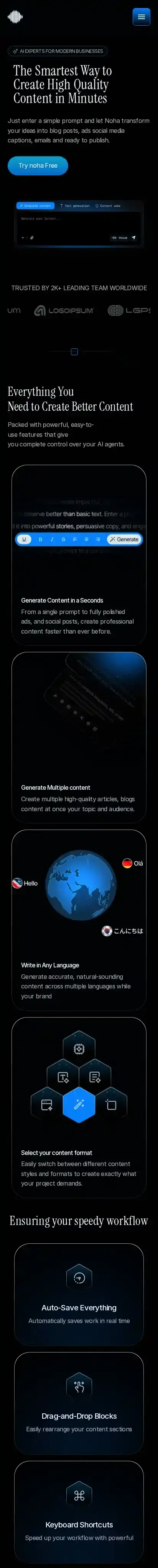 Noha home page on mobile