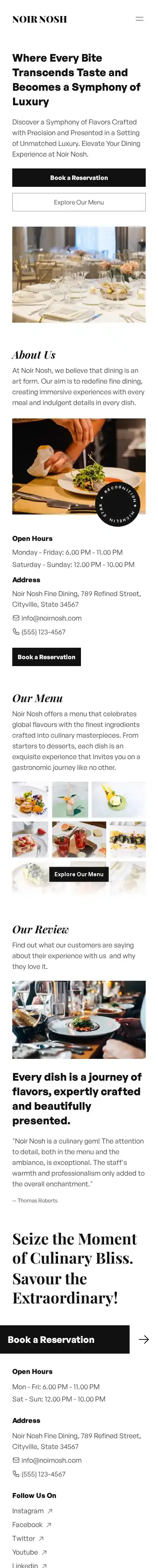 NoirNosh home page on mobile