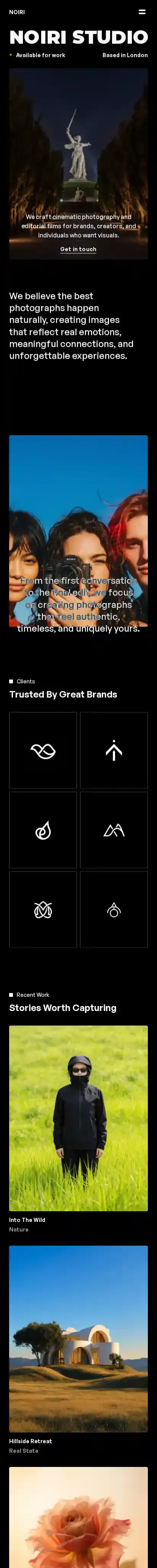 NOIRI home page on mobile