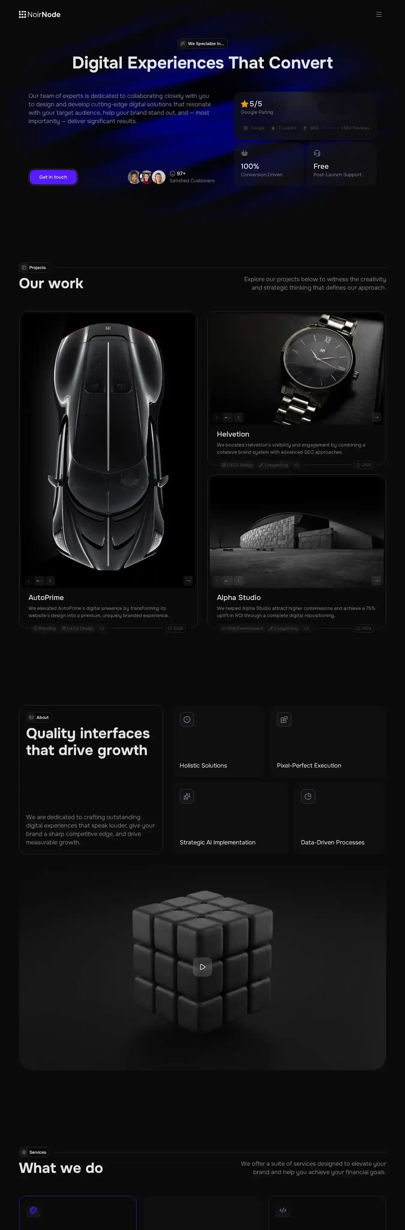 NoirNode home page on desktop