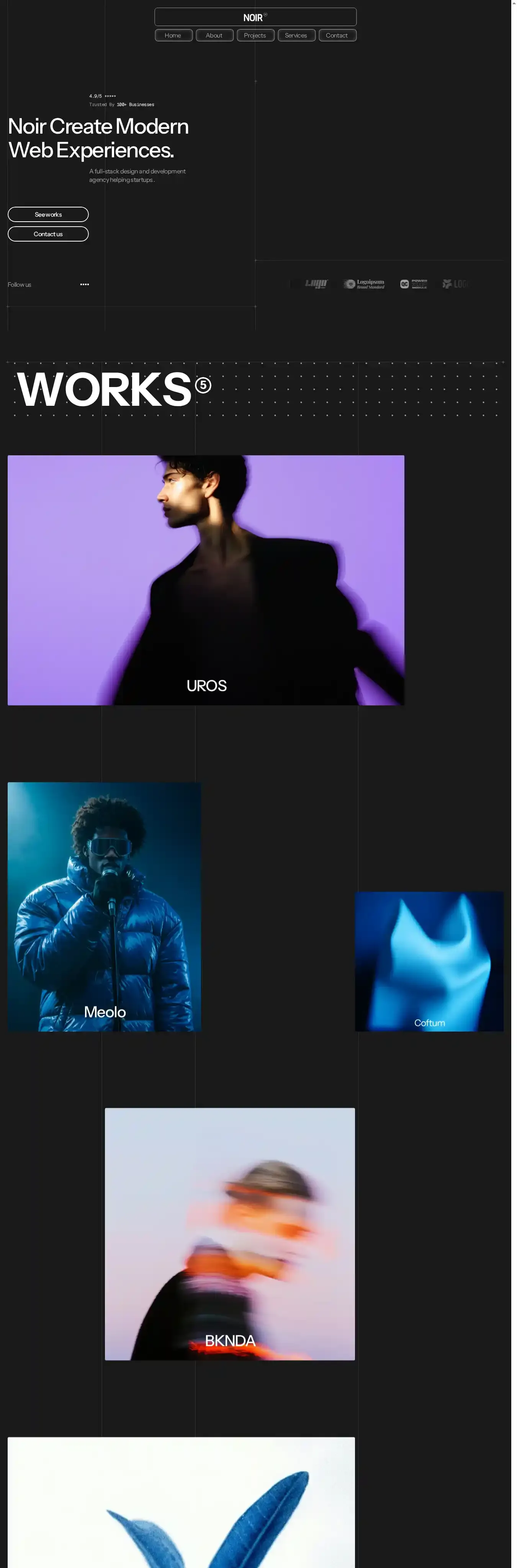 Noirpro home page on desktop