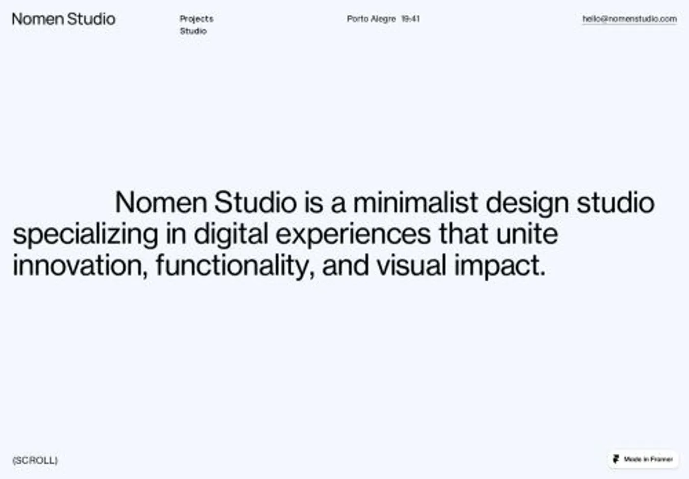 Nomen Studio home page on desktop