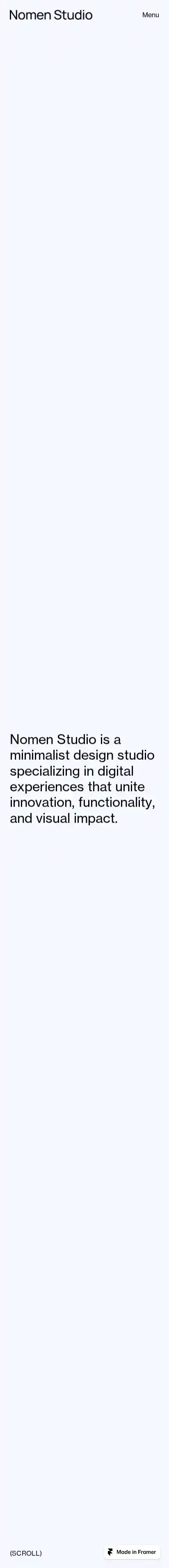 Nomen Studio home page on mobile
