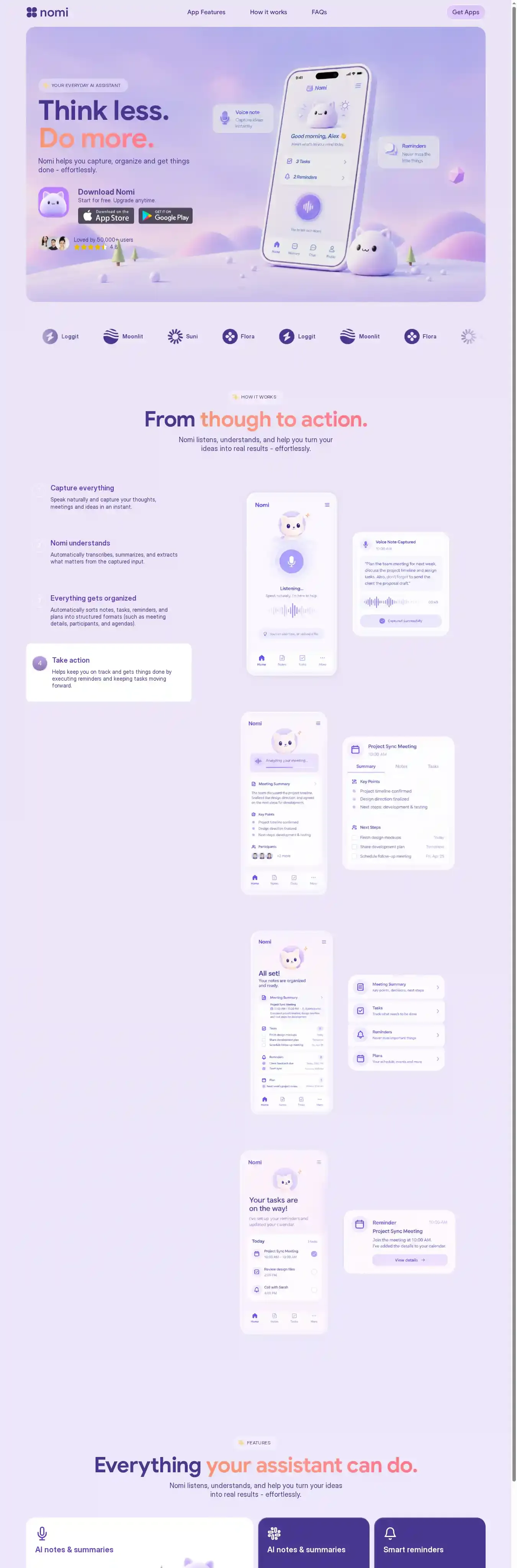 NOMI home page on desktop
