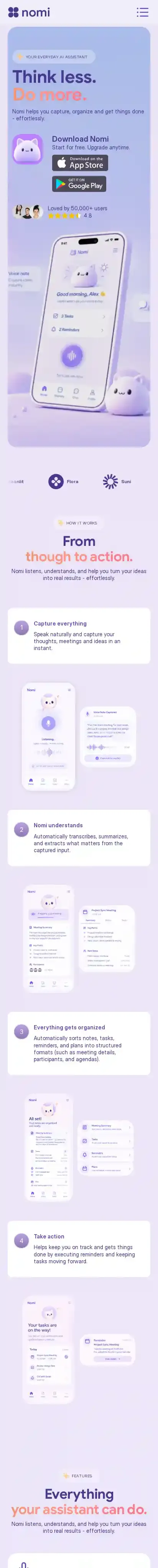 NOMI home page on mobile