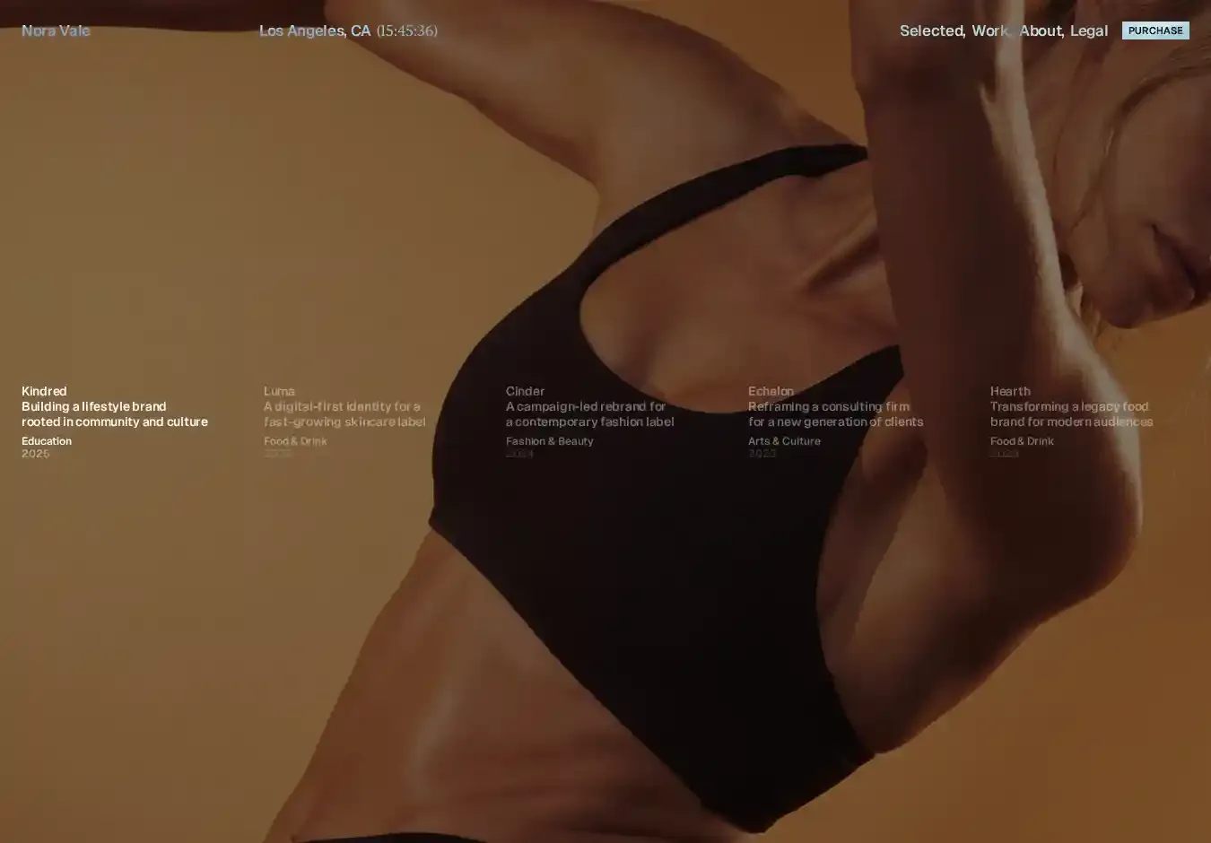 Nora Vale home page on desktop