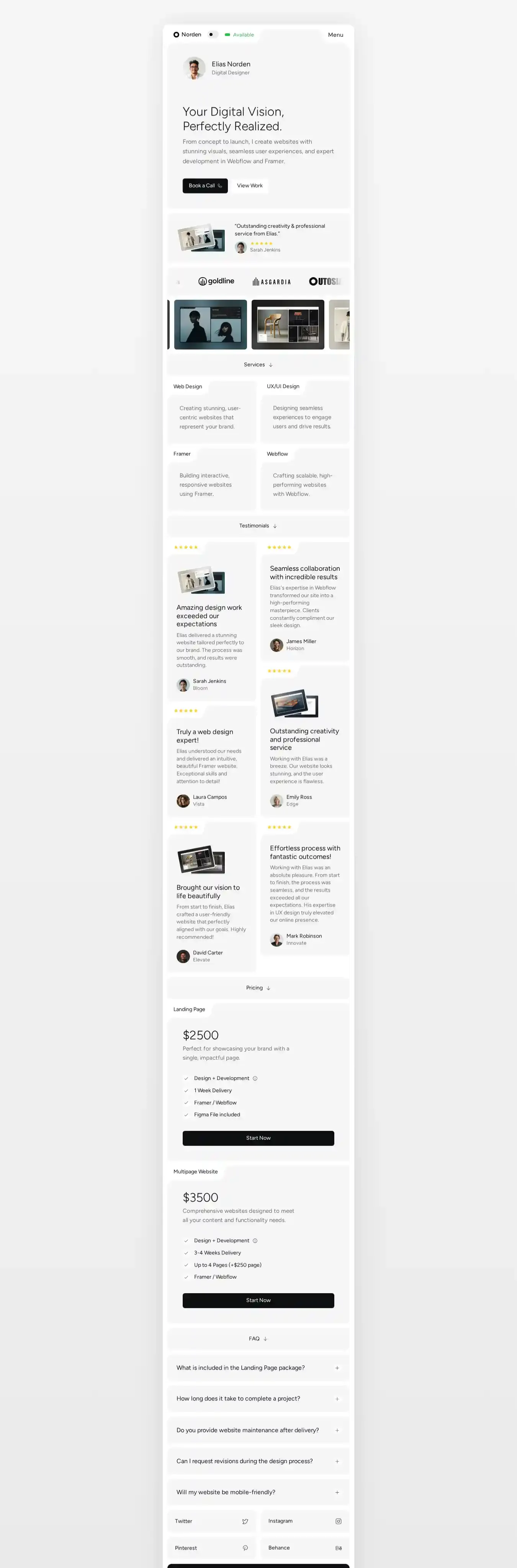 Norden home page on desktop